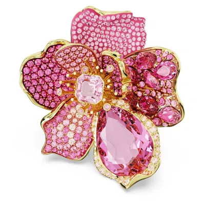 Swarovski Florere Motif Ring Gold Shiny Rose In Pink