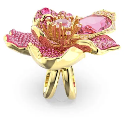 Swarovski Florere Motif Ring Gold Shiny Rose In Pink