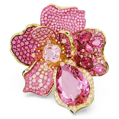 Swarovski Florere Motif Ring Gold Shiny Rose In Pink