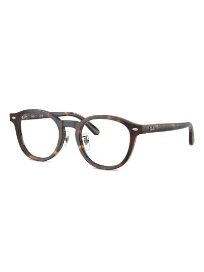 Ray Ban Rb5443d Tortoiseshell Round-frame Glasses In Brown