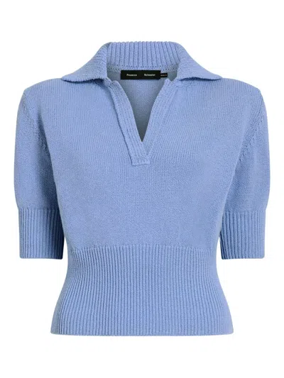Proenza Schouler Reeve Cotton Knit Polo Shirt In Light Blue