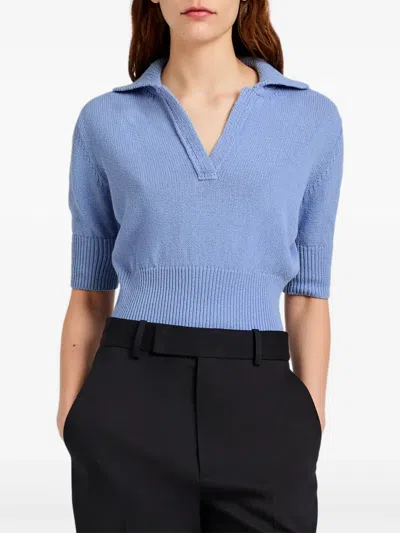 Proenza Schouler Reeve Cotton Knit Polo Shirt In Light Blue