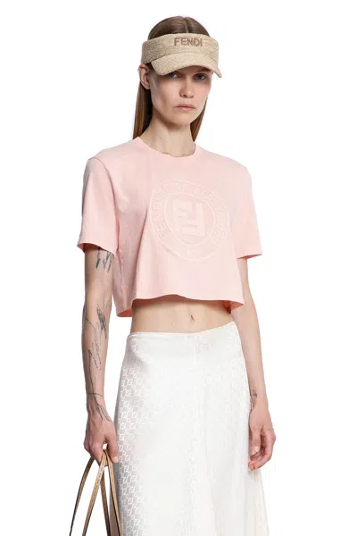 Fendi Peach Crewneck Cropped T-shirt