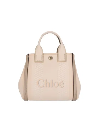 Chloé Tote Bag With Shoulder Strap And Top Handles In White