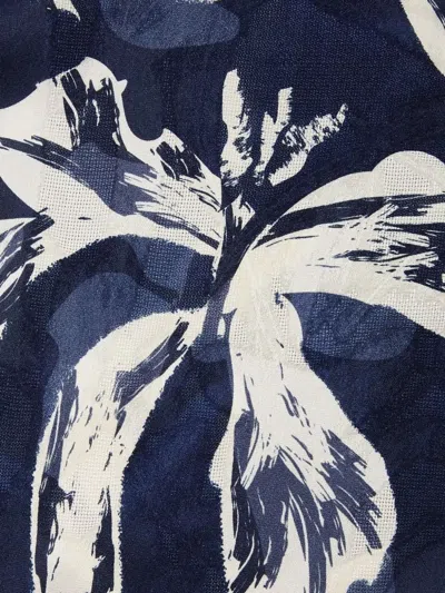 Shanghai Tang Floral-print Button-up Shirt In Blue