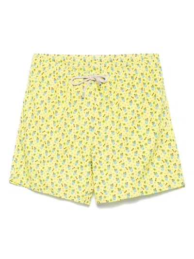 Mc2 Saint Barth Lighting Swimsuit In Lightweight Fabric With All Over Mojito Micro-patterning In Yellow