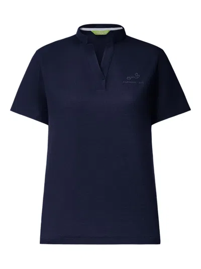 Shanghai Tang Tang Playmaker Collared Short-sleeve T-shirt In Blue