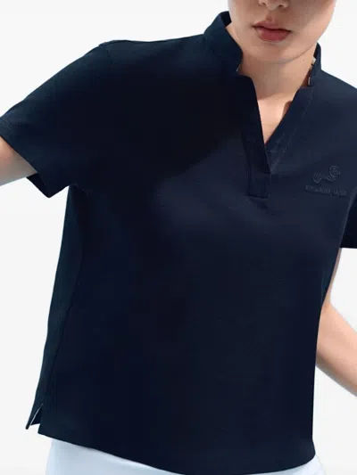 Shanghai Tang Tang Playmaker Collared Short-sleeve T-shirt In Blue