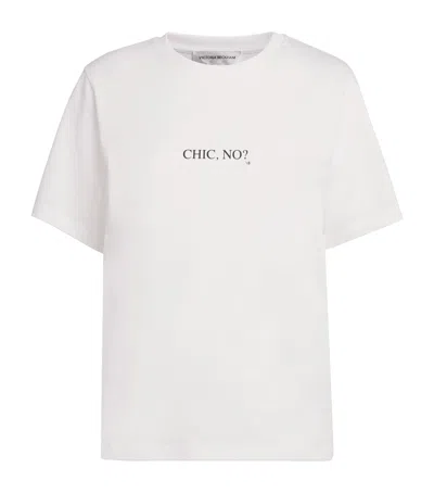 Victoria Beckham White Crewneck T-shirt With Slogan Print On The Front In Cotton Woman