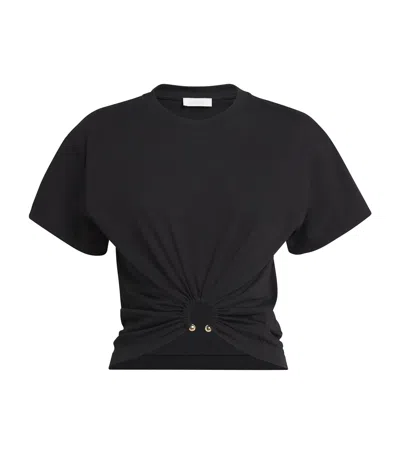 Rabanne Cropped Cut T-shirt In Black