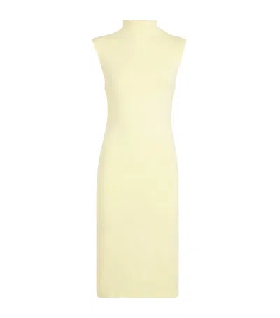 Good American Womens Mock-neck Ruched Stretch-jersey Mini Dress Lemon003 In Yellow