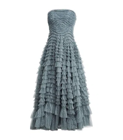 Needle & Thread Womens Needle And Thread Hattie Ruffled Woven Gown In Gray