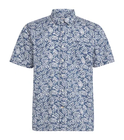 Barbour Leaf Print Jackstone Shirt In Blue