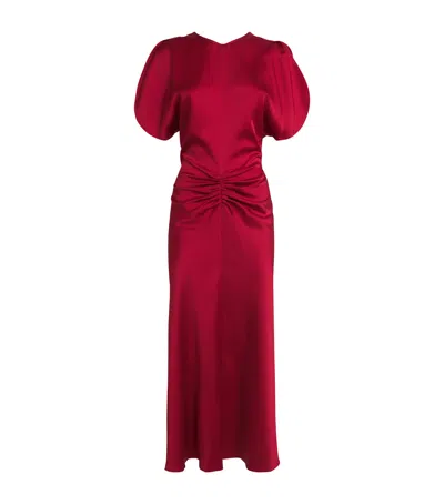 Victoria Beckham Fuchsia Pink Midi Dress With Gathered Waist