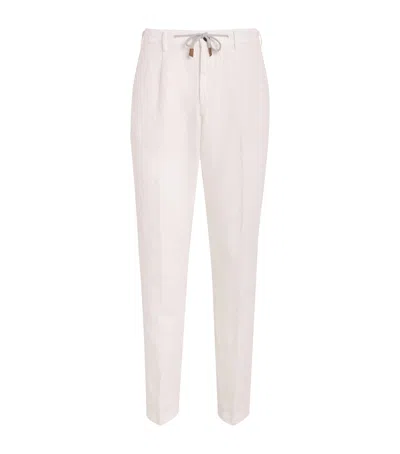 Eleventy Linen Drawstring-detail Trousers In White