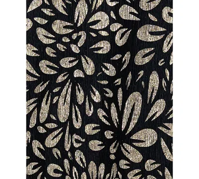 B & A By Betsy And Adam Plus Size Metallic Printed Long A-line Dress In Black