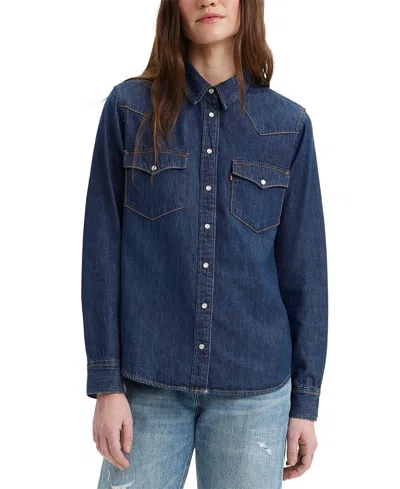 Levi's Iconic Western Denim Snap-up Shirt In Blue