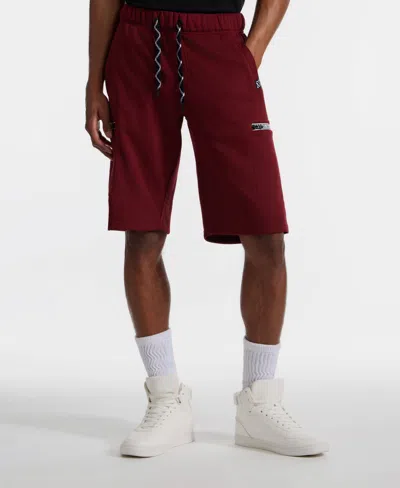 Ecko Unltd Men's Stitched Pockets Fleece Shorts In Burgundy
