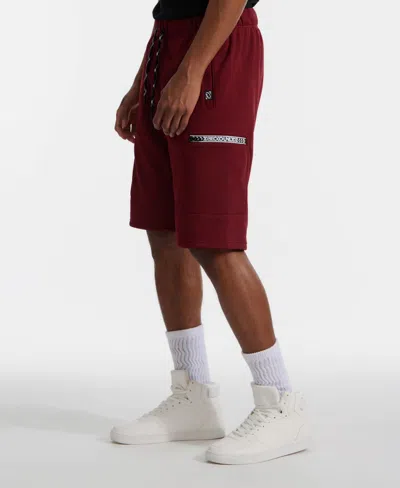 Ecko Unltd Men's Stitched Pockets Fleece Shorts In Burgundy