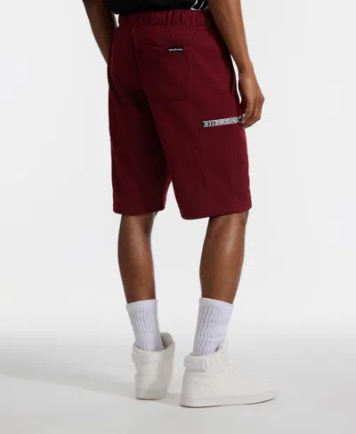 Ecko Unltd Men's Stitched Pockets Fleece Shorts In Burgundy