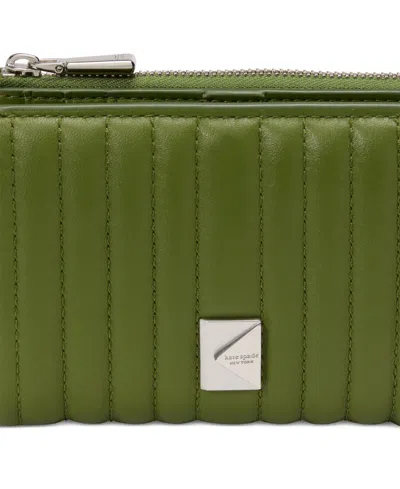 Kate Spade Deco Quilted Compact Wallet In Green
