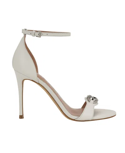 Guess Women's Kabrina G Logo Ankle Strap Stiletto Sandals In White