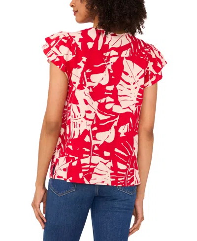 Sam & Jess Women's Printed Flutter-sleeve Top In Red
