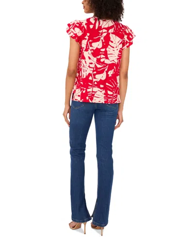 Sam & Jess Women's Printed Flutter-sleeve Top In Red