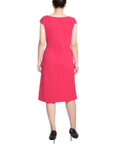 Ny Collection Petite Cap Sleeve Exposed Zipper Dress In Pink