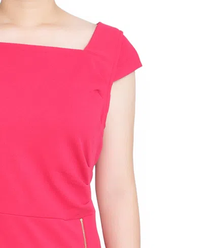 Ny Collection Petite Cap Sleeve Exposed Zipper Dress In Pink