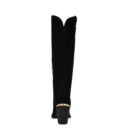 Guess Women's Sashan Knee-high Topstitched Western Boots In Black