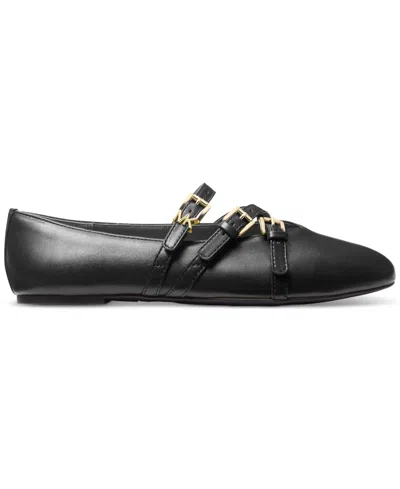 Michael Kors Indy Flex Leather Ballet Flat In Black
