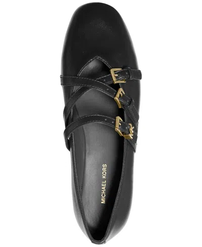 Michael Kors Indy Flex Leather Ballet Flat In Black