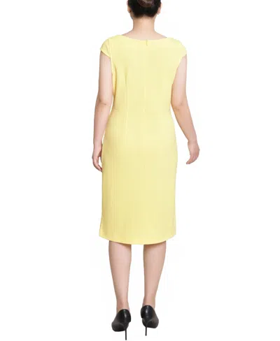 Ny Collection Petite Cap Sleeve Exposed Zipper Dress In Yellow