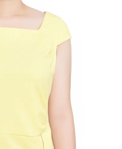 Ny Collection Petite Cap Sleeve Exposed Zipper Dress In Yellow