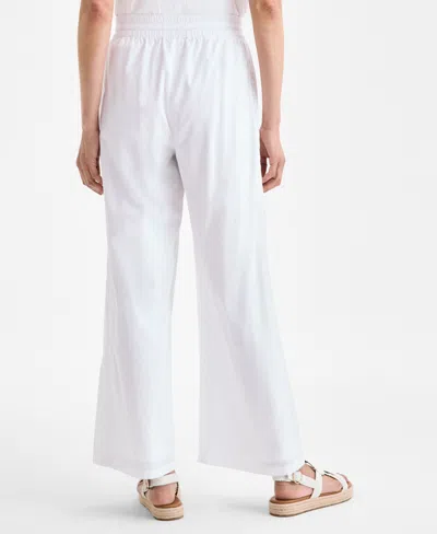 Style & Co Women's Cotton Eyelet Pull-on Wide-leg Pants, Exclusively At Macy's In White