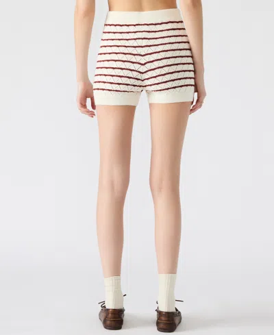 Steve Madden Norris Stripe Pointelle Stitch Sweater Shorts In Nude