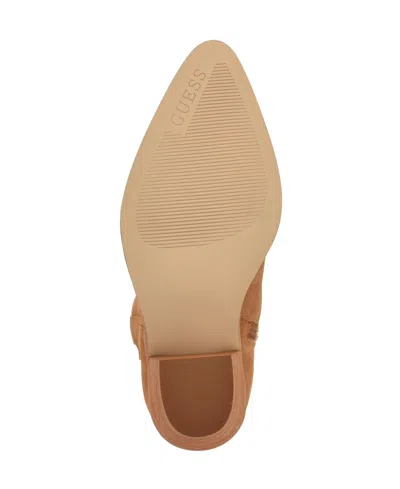 Guess Women's Sashan Knee-high Topstitched Western Boots In Brown