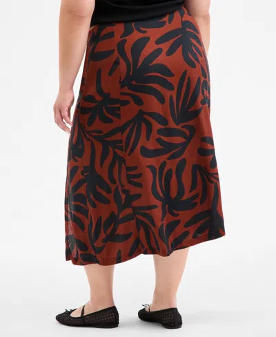 On 34th Trendy Plus Size Snap Front T Shirt Underwater Floral Slip Skirt Exclusively At Macys In Red