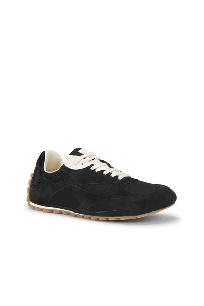 Bottega Veneta Black Suede And Nylon Orbit Flash Sneakers In Blue