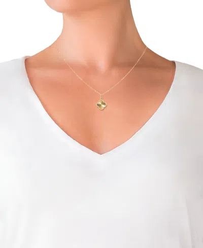 Macy's Sunbeam & Polished Reversible Bead Frame Clover 18" Pendant Necklace In 10k Gold In Gold