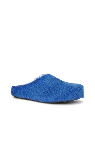 Marni Ponyskin And Leather Mules In Blue