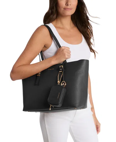 Michael Kors Quinn Large Pebbled Leather Tote Bag In Black