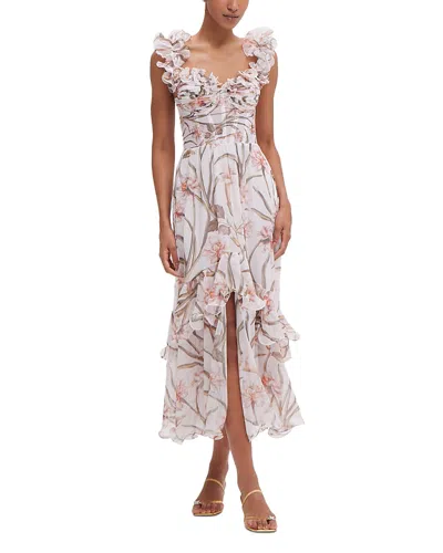 Patbo Botanic Flutter Sleeve Hi Low Maxi Dress In White