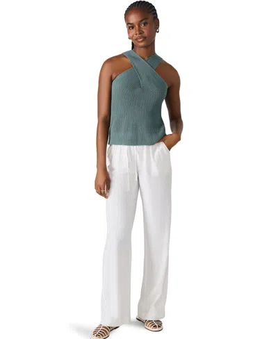Steve Madden Ellery Crossover Neck Sleeveless Sweater In Green