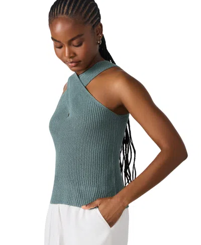 Steve Madden Ellery Crossover Neck Sleeveless Sweater In Green