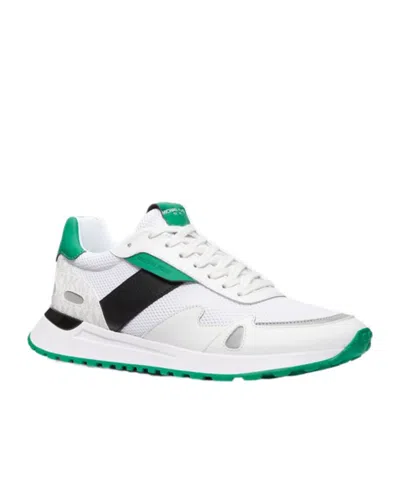 Michael Kors Optic White Cow Leather Sneakers In Green