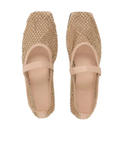 Marni Light Pink Mesh Mary Jane Ballet Flat With Crystals In Sand