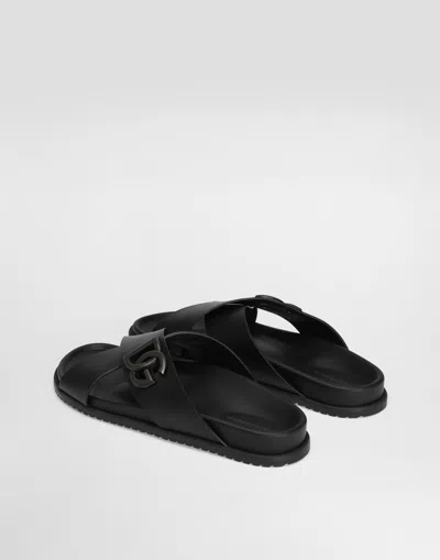 Dolce & Gabbana Calfskin Sandal In Black