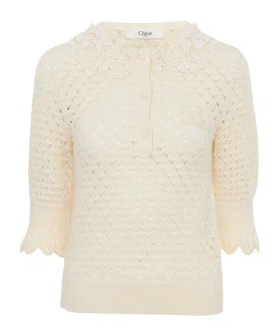 Chloé Chloe' Women Cotton, Alpaca And Silk Top In Yellow